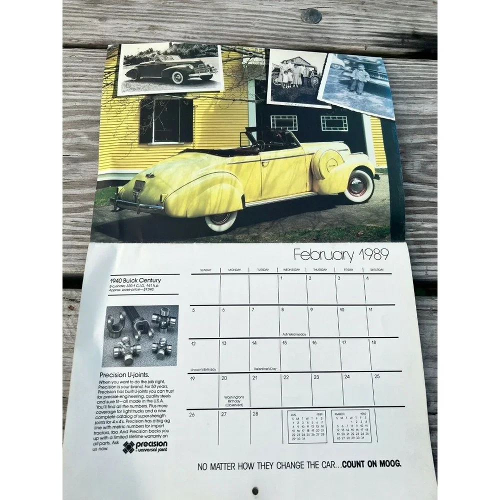 Vintage Moog Company Calendar 1989 Classic Cars